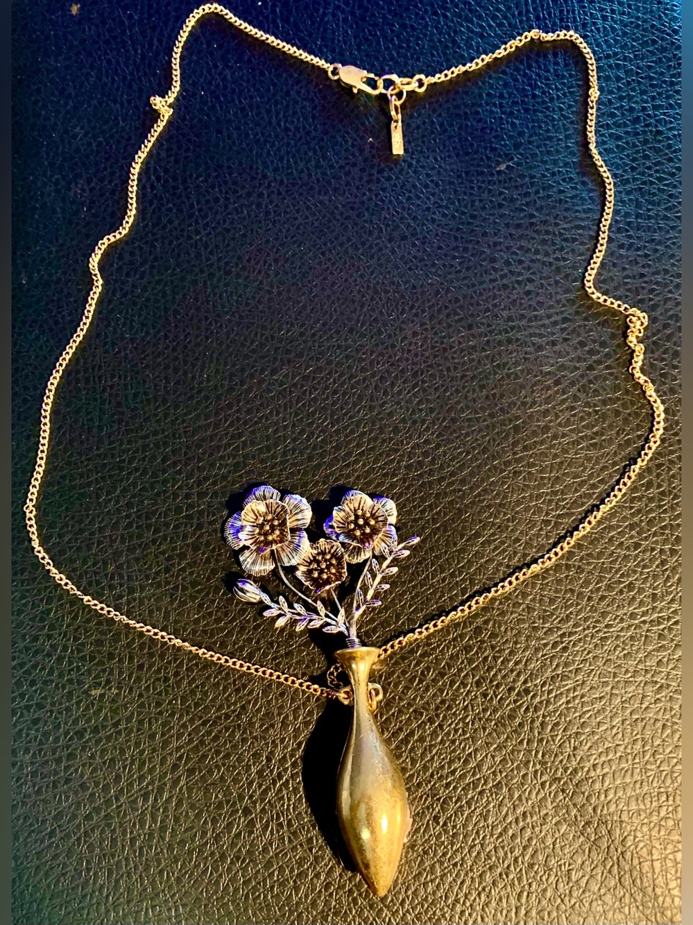 Zara Gold-Tone Floral Vase Pendant Necklace